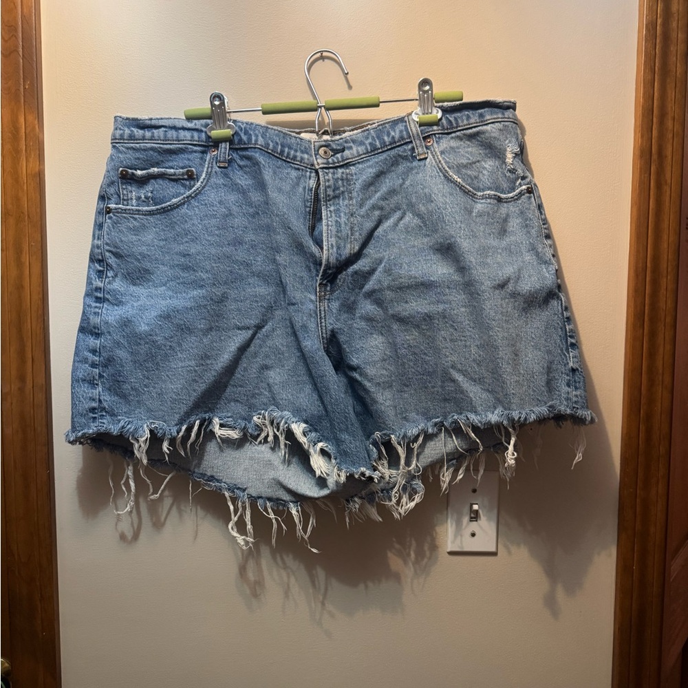 Abercrombie & Fitch Light Blue Frayed Jean Shorts